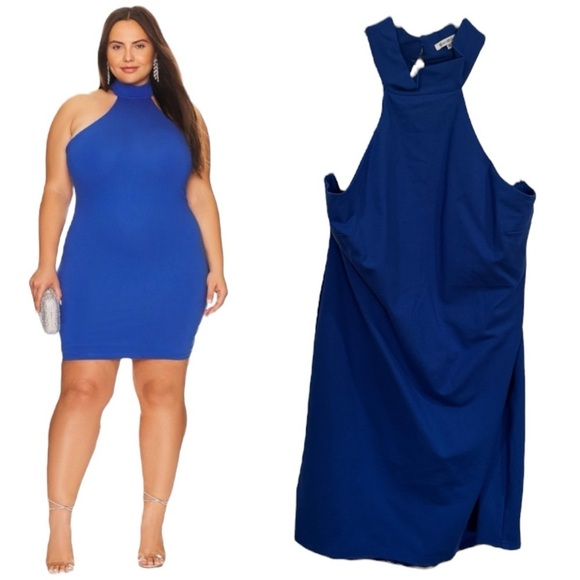Remi x Revolve Carli Mini Halter Dress in Baltic Blue Women's Size 3X - Picture 2 of 11